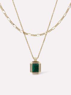 Layered Gold Plated Jewelry As Gift, Gold Malachite Jewelry For May Birthstone, Layered Yellow Gold Jewelry As Gift, Layered Yellow Gold Jewelry Gift, Layered Yellow Gold Jewelry For Gifts, Gold Plated Green Necklace With Jewels, Luxury Green Dainty Necklace, Elegant Gold Necklace With Green Onyx, Gold-plated Green Jeweled Necklaces