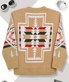 This stylish men's sweater is a must-have for any fashion-conscious man. With a trendy geometric pattern and a tight-knit cotton fabric, this sweater is perfect for any casual occasion. The long sleeves and crew neck design provide comfort and warmth, while the brown color and Western theme add a touch of rugged style. The sweater is available in Big Men brand line. It is easy to care for, as hand washing is recommended for optimal garment care. Made in China, this pullover is a great addition to any wardrobe and is sure to make a statement. Fall Placemats, Mens Western, Western Aztec, Oversized Knit Cardigan, Rugged Style, Western Theme, Oversize Knit, Plus Size Sweaters, Knit Crewneck