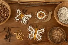 several different types of food in baskets on a table