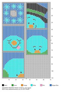 a cross stitch pattern with blue birds on the front and back, in different colors