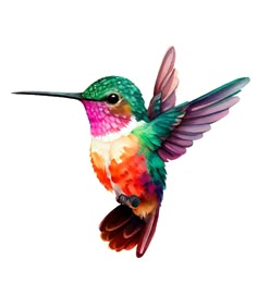 a colorful hummingbird flying through the air