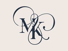 the letter k is made up of swirls and letters in black on a white background