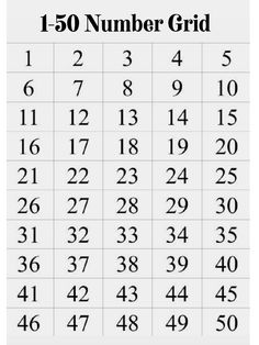 a number grid with numbers in the middle and one hundred on each side, as well as