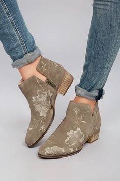 Women's Ankle Boots, Booties, High Heel & Knee High Boots. Black Ankle Strap Heels, Womens Suede Boots, Taupe Boots, Seychelles Shoes, Embroidered Boots, Brown Suede Boots, Cute Boots, Cute Sandals, Boots Ankle