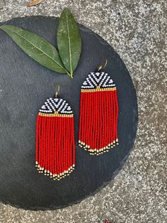 Native Beaded Earrings, Native Earrings, Beaded Fringe Earrings, Loom Bracelet Patterns, Ankle Jewelry, Earrings Chandelier, Earrings Colorful, Long Red, Beaded Jewelry Patterns