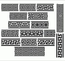 a set of black and white geometric designs on a white background with the words,