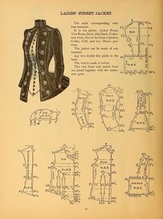 an old fashion sewing pattern for ladies's jacket, with instructions on how to sew