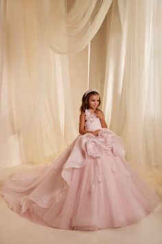 Lil Nugget, Dresses Tulle, Girls Special Occasion Dresses, Rose Applique, Custom Gown, Gowns For Girls, Illusion Dress, Illusion Neckline, Flower Girl Dress