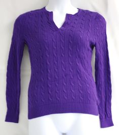 Ralph Lauren Petites Purple Cable Knit Sweater Deep V Neck According to tag color is "WNTR PRPL" Smooth Cotton Viscose Blend CHEST PM 34" LENGTH 25" PL CHEST 36" LENGTH 25" RETAIL $89.50 NWTS We are available for questions Monday through Friday during business hours for specific questions about any items, shipping and more. E-bay considers a 5 Star feedback standard for all purchases. If for any reason you have any concerns with your purchase(s), please let us know directly and soon after receiv Casual Purple Cable Knit Sweater, Purple Cable Knit Top For Fall, Knit V Neck, Ralph Lauren Sweater, Cotton Viscose, Cable Knit Sweater, Deep V Neck, Deep V, Cable Knit