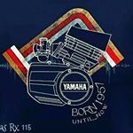 the yamaha logo is shown on a blue background with red, white and yellow stripes