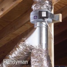 an image of duct tape wrapped around a metal pipe in the attic with instructions on how to use it