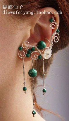 Wire Ear Cuffs, Period Jewelry, Wedding Clothes, Accessories Ideas, Ear Cuffs, 가을 패션, Diy Schmuck, Beads And Wire