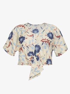 This printed cropped top exudes playfulness with its scooped neck and front tie detail. Made from lightweight Silk Cotton Voile, it gives a breezy and stylish touch. Wear it with the matching wide-leg pants for an elevated ensemble or pair it with a denim skirt. Silk Cotton Voile Dry clean only SIZE GUIDE [#featured_products]14k-gold-filled-hoop-earrings,6057joy,french-market-bag,aramis-velam-malibu-sandals[/featured_products] Spring Floral Print Cropped Crop Top, Chic Floral Print Crop Top For Vacation, Chic Cropped Floral Print Crop Top, Floral Print Crop Top For Brunch, Casual Cropped Tops With Tie Waist, Chic Floral Print Crop Top For Brunch, Spring Crop Top With Tie Waist, Chic Floral Print Crop Top For Day Out, Spring Chic Crop Top With Tie Waist