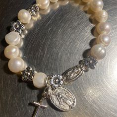 Rosary Bracelet for Women Stretch Bracelets Lady of Guadalupe Miraculous Medal Small Cross - Etsy Spiritual Pearl Bracelet With 8mm Beads, Spiritual 8mm Pearl Beads Bracelet, Spiritual Pearl Bracelet With Pearl Charm, Spiritual Pearl Bracelet With Charm, White Spiritual Bracelets With Pearl Charm, Spiritual White Bracelets With Pearl Charm, Spiritual Pearl Bracelet, Spiritual Beaded Bracelets With Pearl Charm, Spiritual Beaded Pearl Rosary Bracelet