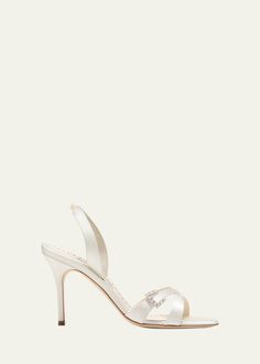 Manolo Blahnik Satin Crisscross Buckle Slingback Sandals Manolo Blahnik Wedding, Manolo Blahnik Wedding Shoes, Manolo Blahnik Kitten Heels, Cream Heels, Manolo Blahnik Heels, Travel Size Perfume, Pointed Toe Heels, Wedding Heels, Cleanser And Toner