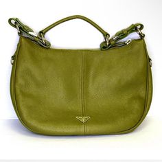 Comes With Authentication From Ebay. Love This Baby. It Goes Very Well With My Green Post-Apocalyptic Grunge Looks. Please No Low Balling. It’s Truly A Steal. Prada Green, Grunge Looks, Bags Prada, Prada Bags, Leather Hobo Bag, Leather Hobo, Post Apocalyptic, Hobo Bag, Bago