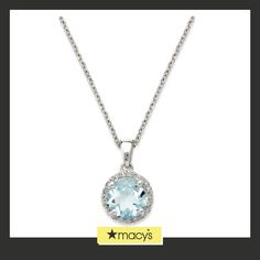 in stock Elegant Jewelry With Round Topaz Stone, Elegant Topaz Jewelry With Round Stone, Elegant Macy's Jewelry With Center Stone, Elegant Round Stone Topaz Jewelry, Macy's Formal Jewelry With Halo Setting, Elegant Formal Topaz Necklaces, Elegant Topaz Necklace For Anniversary, Formal Blue Topaz Jewelry With Brilliant Cut, Formal Brilliant Cut Blue Topaz Jewelry