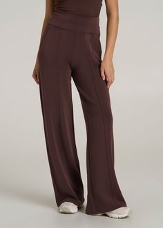 About Our Wide Leg Ultra High Rise Pant Comfort and style combine on these effortlessly chic pants for tall women. Designed with an ultra-high rise that's extra flattering, they have a modern wide leg with front seam details to highlight your long legs. We've made these tall women's pants specifically for your height, with a full length leg and inseam that's actually long enough. The tri-blend fabric is naturally wrinkle-resistant, and ready for a day of running errands or lounging at home. Two Pants For Tall Women, Scrubs Dress, Cozy Sleepwear, Chic Pants, Summer Lookbook, High Rise Pants, Sports Blazer, Long Sleeve Tee Shirts, Tall Women