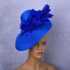 Hello!Welcome to our shop of  365daysCreations product information: Season:All Season Gender:Female Occasion:Party,Wedding,Melbourne cup,Kentucky Derby Material:PP straw,feathers With 1.2cm satin headband at the back Color:royal blue Royal Ascot Event Costume Hats And Headpieces, Formal Boater Hat For Royal Ascot, Wide Brim Fascinator For Royal Ascot, Cloche Fascinator For Kentucky Derby, Cloche Fascinator For Kentucky Derby Events, Blue Hats For Kentucky Derby Event, Royal Ascot Cloche Fascinator For Church, Royal Blue Wide Brim Party Hat, Elegant Royal Blue Fascinator For Races