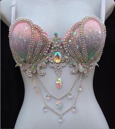 the back of a woman's bra with jewels on it