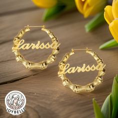 🌟💫 Step up your style game with our Personalized Bamboo Name Earrings! Customizable with your unique name or a special word, these earrings are more than just accessories; they're a statement of who you are. 🌿✨ 🌱 Material Magic: Crafted with an iron alloy bamboo hoop, these earrings offer a choice between sterling silver and brass for the nameplate. Choose the one that matches your style! 🌟 📏 Size Variety: Available in a range of sizes from 35MM to 100MM, and with a thickness of 4.5MM, you Name Earrings, Special Words, Unique Names, Sewing Material, Great Birthday Gifts, Earrings Sterling Silver, Name Plate, Statement Jewelry, Jewelry Earrings Studs