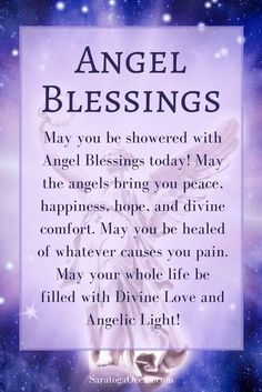 an angel prayer with the words angel blessing