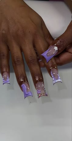 Short Dark Purple Acrylic Nails Design, Simple Freestyle Nails, Nails With Puff Ball, Valentine S Day Nail, Eye Makeup On Brown Skin, Baddie Spring Nails, Short Nail Designs Purple, Short Purple Acrylic Nails, Purple Nail Inspo Acrylic