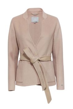 Add a layer of luxury to your looks with this stylish Soia & Kyo jacket. Crafted from a soft wool blend, this belted beauty will keep you cozy-chic all season long. Patch pockets and a notched stand collar lend a sophisticated feel to this tailored jacket. Wear it belted or open, this versatile gem offers endless looks! Size XS 70% Wool, 30% Nylon Single button closure Notched stand collar Belted Patch pockets Slim fit Bust 35" Waist 34" Shoulder to hem 25.5" Sleeve length 24" Shoulder to shoulder 15" Elegant Cream Outerwear With Belted Cuffs, Fall Beige Outerwear With Tie Waist, Elegant Beige Belted Outerwear, Tailored Long Sleeve Outerwear With Belt Detail, Tailored Outerwear With Belt Detail, Chic Belted Outerwear For Spring, Luxury Belted Blazer For Fall, Elegant Beige Outerwear With Self Belt, Elegant Belted Fall Blazer