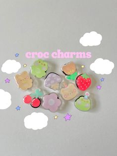 charms for a popular shoe brand :) designed by happylilbear these charms are attached to a black backing that you insert into the shoe holes  if you wa Pink Kawaii Shoe Charms As A Gift, Cute Pink Shoe Charms As A Gift, Cute Multicolor Shoe Charms Gift, Cute Pink Shoe Charms For Gifts, Cute Pink Shoe Charms For Gift, Playful Multicolor Shoe Charms For Gift, Popular Shoe, School Preppy, Crocs Charms