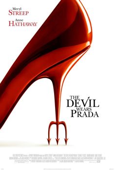 a movie poster for santa wears prada with a high heeled shoe and candy cane