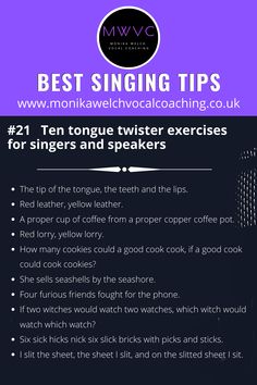 a poster with the words best singing tips on it