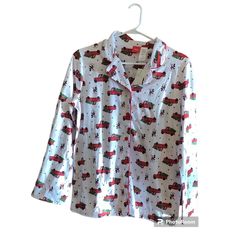 Disney Mickey Red Truck Christmas Size Small Womens Pj Pajama Top Buttons Collar Christmas Cotton Bedtime Tops, Cotton Christmas Bedtime Tops, Red Christmas Sleepwear For Overnight, Cotton Christmas Sleepwear For Overnight, Red Christmas Sleepwear, Christmas Pajama Set Zulily, Disney Sleepwear For Women, Long Sleeve Night Gown, Stitch Pajamas