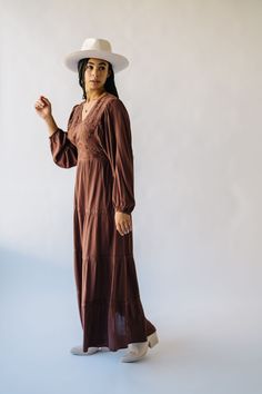 Introducing the Angello Embroidered V-Neck Maxi Dress in Brown! This stunning dress is perfect for any occasion with its elegant embroidery and comfortable v-neck design. Dress up or down for a versatile and stylish look. Details Model is wearing a small self/lining: 100% rayon Fabric Care Guide Here Sizing & Fit Measurements are approximate and taken while laying flat across the front. Not doubled. small: bust = 14"; length = 51" medium: bust = 15"; length = 51" large: bust = 16"; length = 51" Elegant Embroidery, Puff Sleeve Blouse, Design Dress, Rayon Fabric, Large Bust, Floral Midi Dress, Cardigan Jacket, Stunning Dresses, Small Bust