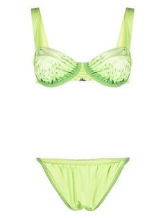 light green recycled polyester blend ruched detailing underwire cup graphic print to the front sweetheart neck sleeveless clasp fastening high-waisted bottoms Be mindful to try on swimwear over your own garments. This item is made from at least 50% recycled or upcycled materials. For recycled synthetic clothing products, we highly recommend using a microfibre-catching washing bag to ensure that no microplastics that can pollute water are released in the process. Learn more about what makes a pro Green Swimwear With Padded Cups For Summer, Green Padded Cup Swimwear For Summer, Green Padded Swimwear For Summer, Green Polyamide Swimwear For Vacation, Green Polyamide Swimwear For Beach Season, Green Polyamide Swimwear For Swimming, Green Summer Swimwear In Polyamide, Green Nylon Swimwear For Spring, Underwire Polyamide Swimwear For Summer