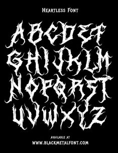 Heartless Death metal font by blackmetalfont.com Cool Graffiti Letters, Heavy Metal Font, Black Metal Font, Metal Typography, Edgy Fonts, Tattoo Lettering Design, Graffiti Text