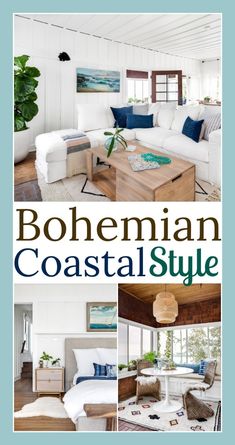 the cover of bohemian coastal style, with pictures of furniture and decor in different styles