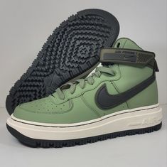 Up For Grabs Are The Nike Air Force 1 High Boot Military Oil Green Shoes Mens Size 9 Da0418 300 Black. Brand New Without Box And Never Worn. Thanks Nike Goadome Boots, Nike Sfb Boots, Nike Sfb Gen 2, Jungle Boots, Men Boot, Black Lace Up Shoes, Combat Boots Men, Nike Boots, Nike Air Force 1 High