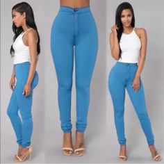 High Waisted Medium A 2 Back Pocket Blue Stretch High Waist Jeans, High Waist Fitted Denim Blue Pants, Fitted High Waist Denim Blue Pants, Fitted High-waisted Blue Jeans, Blue Non-stretch High Rise Pants, High Waist Light Blue Jeans, Stretch High-waisted Blue Jeans, Blue Stretch High-waisted Jeans, Fitted Light Blue Denim Pants