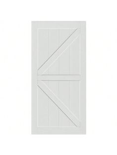 an image of a white door that is open and showing the side panel with two diagonal stripes