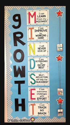 a bulletin board with the words growth on it