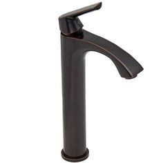 a black bathroom sink faucet with a single handle