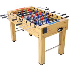 an image of a foosball table that is made out of wood