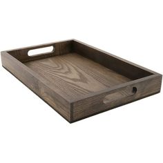 a wooden tray with handles on it