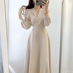 Korean Office, Dresses For Woman, Gaun Fashion, A Line Maxi Dress, Office Dresses For Women, Vestidos Vintage, Dresses Elegant, Midi Dress Casual