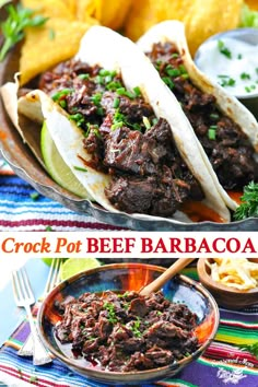 crock pot beef barbacoa recipe with avocado and cilantro