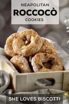 a box filled with cookies sitting on top of a table