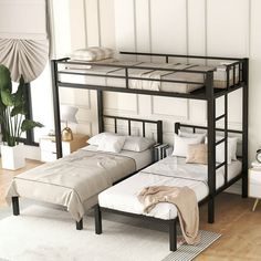 a bunk bed with two beds underneath it