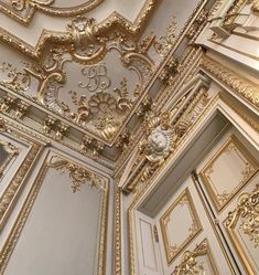 an ornately decorated ceiling with gold trim