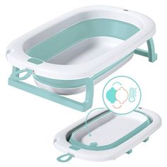 a baby bath tub with the lid open