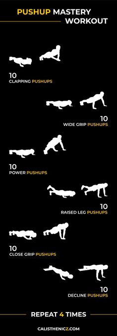 the push up workout poster shows how to do push ups